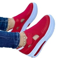 Womenените клинови патики се лизгаат на удобно одење чевли модни патики за женски девојки црвено