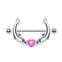 316L Не'рѓосувачки челик Бакнување Делфини Делфини накит со розов синтетички опал во форма на срце