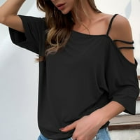 Модерна блуза со краток ракав, надвор од маицата со рамо, обичен рајон елегантен кожа пријателски расположен за жени за секојдневен
