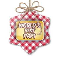 Божиќен Украс светови најдобар Папи, среќен жолто-Црвен кариран Неонблонд