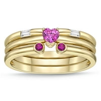 Брилијантност фино накит Стерлинг сребро со 14к жолто злато позлатено создадено розово бело сафир и создадено рубински стабилни