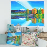 DesignArt „Одраз на планината и небото на езерската вода“ Наутичко и крајбрежно врамено платно wallидно уметност