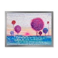 DesignArt „Виолетова боја на дрво впечаток пејзаж II“ модерен врамен уметнички принт