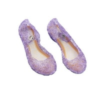 Пар прекрасни сандали желе боја пластични сандали мали девојчиња чевли за чирлден со големина виолетова