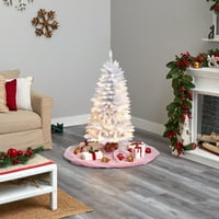 Скоро природно 4 'бело тенок бел вештачко новогодишно елка прелитни топли бели LED светла