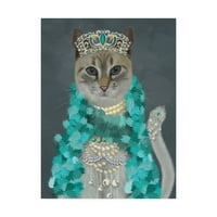 Трговска марка ликовна уметност „Греј мачка со sвона, портрет“ платно уметност од фан фанки