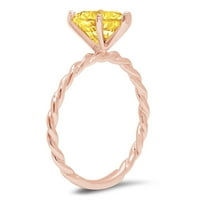 2.0 кт срце сече жолт симулиран дијамант 14к розово злато годишнина ангажман прстен големина 5.25