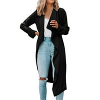 hgw палта за жени плус големина женски јакна со еднобојна боја возрасниapови со ревер со долги ракави палто со средна должина обичен ветробран лесна јакна
