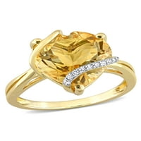 6- Карат Т.Г.В. Актрин и дијамантски акцент жолто родиум-позлатен сребрен сребрен камен прстен