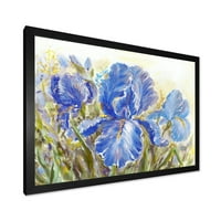DesignArt 'Blue Irises цветаат цвеќиња' Традиционална врамена уметничка печатење