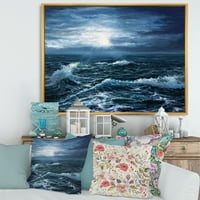 DesignArt 'Утрински сјај низ океанските бранови на наутичкото и крајбрежното врамено платно wallидна уметност печатење