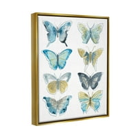 Upleduled разновидни пеперутки модели на инсекти животни и инсекти сликање златен пловиј врамен уметнички печатен wallид уметност