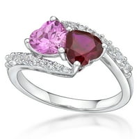 Брилијант Стерлинг сребро создаде рубин, создаде розов сафир и создаде бел прстен од сафир