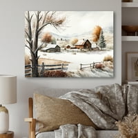 Фарма за дизајн Канзас во зимска платно wallидна уметност