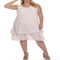 Едноставно Couture Women's Plus Plus Size Tiered Mini Dot Tank фустан