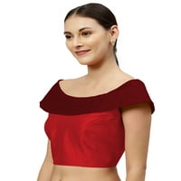 Елорија женски блуза брод со брод за вратот со повеќе бои без ракави: црвена и канерон