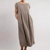 Inkacch женски макси ленен лаги кафтан долг фустан