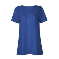 Женски врвови женски летни мафини кратки ракави врвови облечени обични v врат маици симпатична блуза за работно печатење врвови сини xl