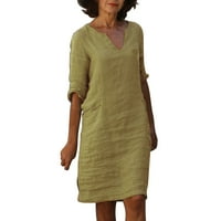 Фустани за жени со должина на лактот V-вратот Цврста боја на обичен топол одмор кратки мини фустани