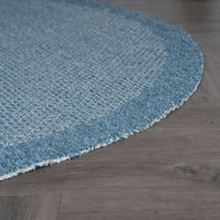 Модерен подрачје за килим, цврст тексас, сина затворена рунда на отворено, лесен за чистење