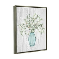 СТУПЕЛ ИНДУСТРИИ Рустикални билки Растенија за млади сини стаклени вазни графички уметнички сјајни сиви лебдечки врамени платно