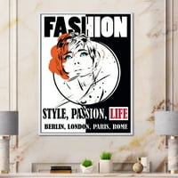 ДизајнАрт „Стил страст живот модна жена IV“ гроздобер врамен платно wallид уметност печатење