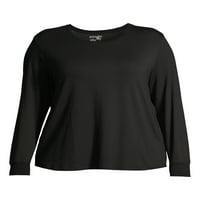 Terra & Sky Women's Plus Size Long Speeve Everydation Essential Crewneck маица, 2-пакет