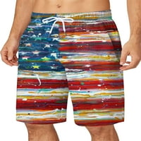 Гријанлок Мажи Салон Шарени Дното Врвка Американско Знаме Печатење Мини Панталони Тренингот Еластична Половината Плажа Шорцеви