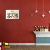 Stuple Industries О, какви забавни Божиќни чувства црвени тандем велосипед сива врамена wallидна уметност, 20, дизајн од irиркус Дизајн