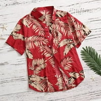 Копче Блуза Печати Врвот Хаваи Обичен Ракав Машки Краток Печатење Плажа Мода Машка блуза