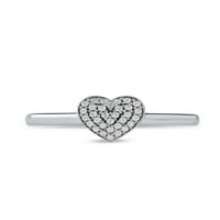 Империјално 10к бело злато 1 10ct TDW дијамантски срцев кластер прстен за жени