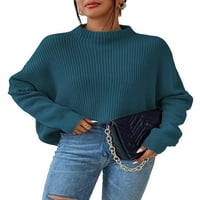 Обични Обични Пуловери На Вратот Со Инка Зелени Женски Џемпери Со Долг Ракав