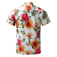 Маички маички обични стилски цветни плажа тропски копче надолу по кратки ракави маица