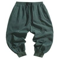 Гријанлоук Мажи Обични Дно Врвки За Влечење Еластични Панталони За Стапала Со Зрак На Половината Еднобојни Панталони Со Џебови