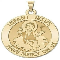 Новороденче Исус Верски Медал Големина На Пара, Цврсто 14к Жолто Злато