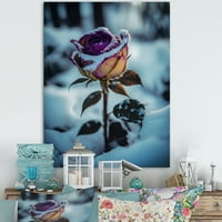 ДизајнАрт цветен цвет од виолетова роза во зима јас платно wallидна уметност