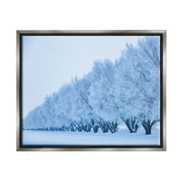 СТУПЕЛ ИНДУСТРИИ Зимско дрво Гроув Снег покриени со гранки Фотографија Лостер сива лебдечка врамена платно печатена wallидна уметност, дизајн од Стив Смит