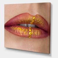 Womanената усни блискост со црвен кармин, злато сликарско сликарско платно уметничко печатење