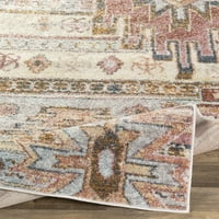 Уметнички ткајачи Ново Мексико Икат област килим, светло сива, 5'3 круг