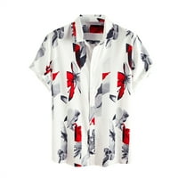 Поло кошули за машка модна лежерна печатена кошула копче кратки рамни ракави јака мажи