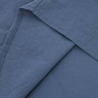 Пролет и лето дводелна едноделна еднобојна памучна ленена јака со долги ракави кошула шорцеви лабава мода секојдневен костум