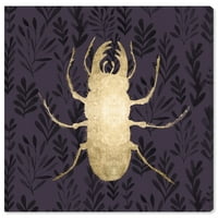 Wynwood Studio Animals Wall Art Canvas Print 'Insects' Златна буба I ' - злато, виолетова