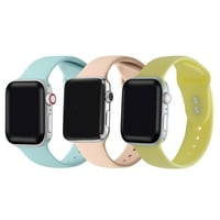 Силиконски ленти за големина на Apple Watch - Seafoam светло розова жолта боја