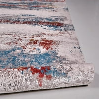 Lindstra градиентен акварел килим, сива длабока црвена сина боја, килим со акцент 3ft-1in 5ft