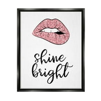 Stuple Industries блескаат светло розово глам усни убавина и модно сликарство црна плови врамена уметничка печатена wallидна