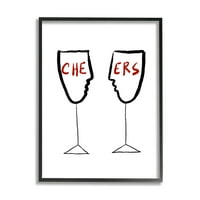 Sumbell Industries Cheers Text Simple Wine Glasss Line Doodle, 20), Дизајн од постери на Ателје