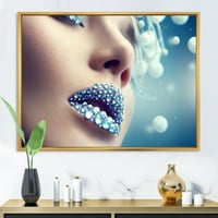 DesignArt 'Зголемување на скапоцените камења на модерните печатени wallидни уметности на женските усни